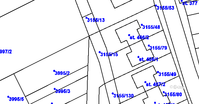 Parcela st. 3155/15 v KÚ Dražovice, Katastrální mapa