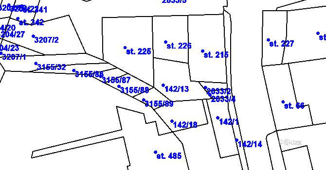 Parcela st. 142/13 v KÚ Dražovice, Katastrální mapa