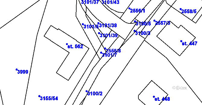 Parcela st. 3101/7 v KÚ Dražovice, Katastrální mapa