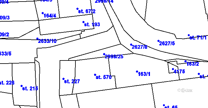 Parcela st. 2998/25 v KÚ Dražovice, Katastrální mapa