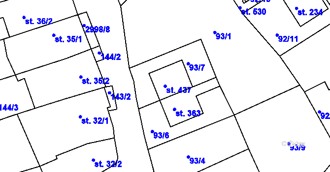 Parcela st. 437 v KÚ Dražovice, Katastrální mapa