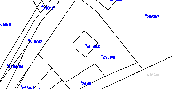 Parcela st. 448 v KÚ Dražovice, Katastrální mapa