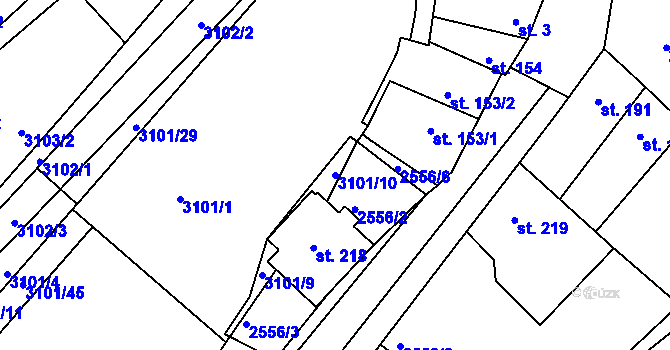 Parcela st. 3101/10 v KÚ Dražovice, Katastrální mapa