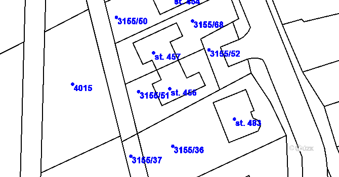 Parcela st. 456 v KÚ Dražovice, Katastrální mapa
