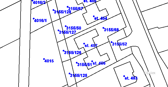 Parcela st. 457 v KÚ Dražovice, Katastrální mapa
