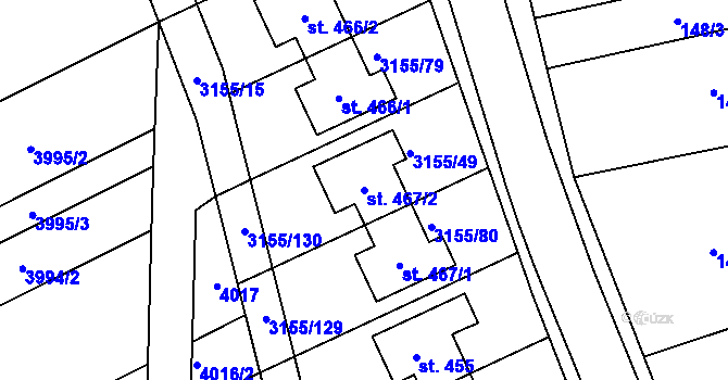 Parcela st. 467/2 v KÚ Dražovice, Katastrální mapa
