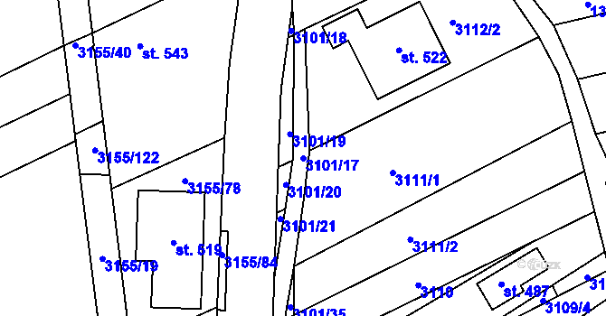 Parcela st. 3101/17 v KÚ Dražovice, Katastrální mapa