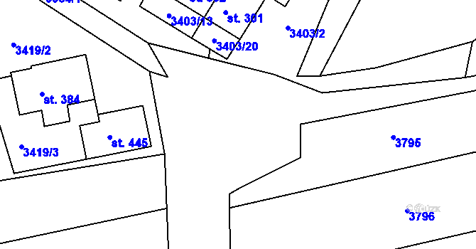 Parcela st. 3418/48 v KÚ Dražovice, Katastrální mapa