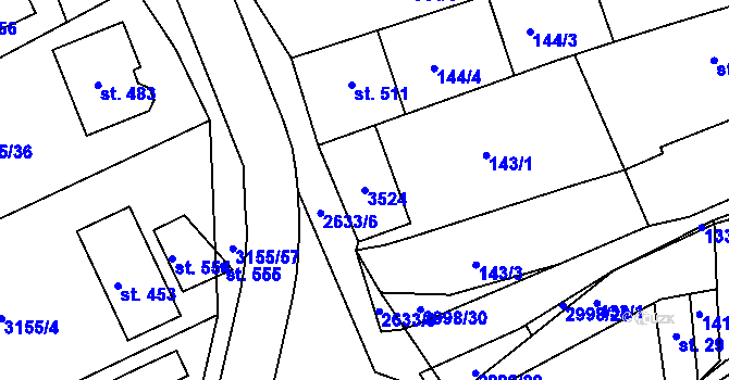 Parcela st. 3524 v KÚ Dražovice, Katastrální mapa