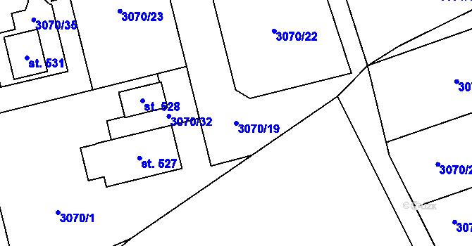 Parcela st. 3070/19 v KÚ Dražovice, Katastrální mapa