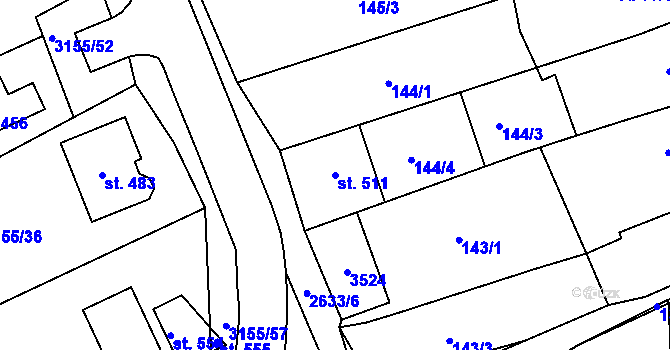 Parcela st. 511 v KÚ Dražovice, Katastrální mapa