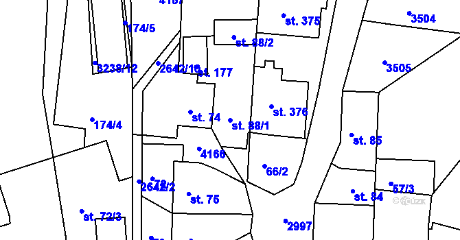 Parcela st. 88/1 v KÚ Dražovice, Katastrální mapa