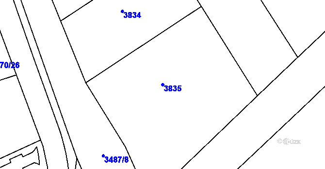 Parcela st. 3835 v KÚ Dražovice, Katastrální mapa
