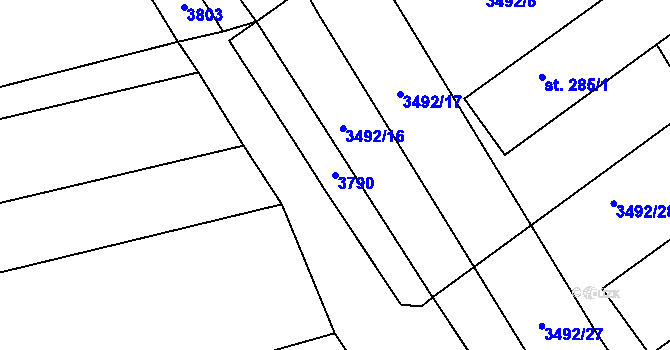Parcela st. 3790 v KÚ Dražovice, Katastrální mapa