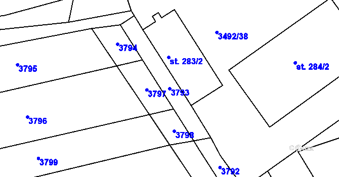 Parcela st. 3793 v KÚ Dražovice, Katastrální mapa