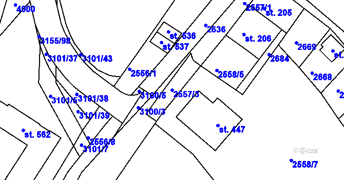 Parcela st. 2557/3 v KÚ Dražovice, Katastrální mapa