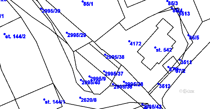 Parcela st. 2995/38 v KÚ Dražovice, Katastrální mapa