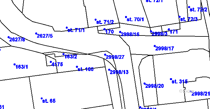 Parcela st. 2998/27 v KÚ Dražovice, Katastrální mapa