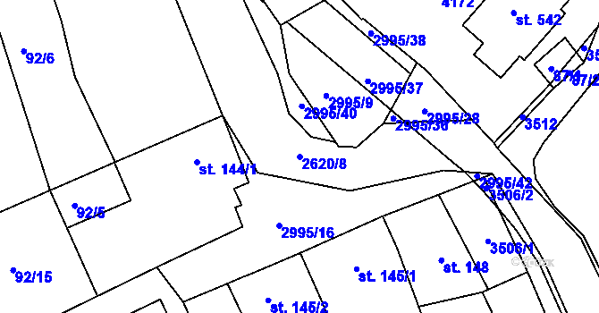 Parcela st. 2620/8 v KÚ Dražovice, Katastrální mapa