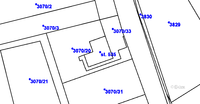 Parcela st. 535 v KÚ Dražovice, Katastrální mapa