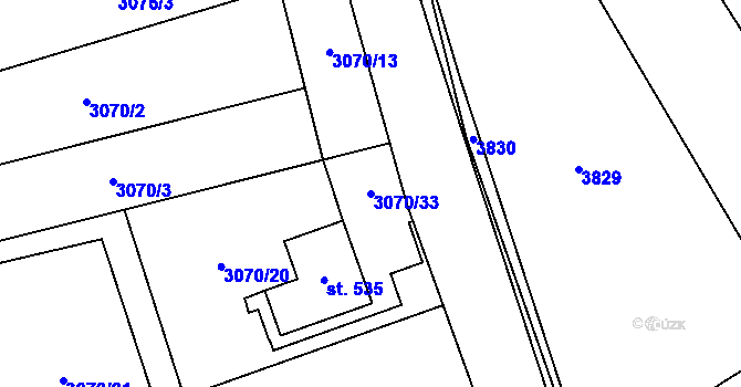 Parcela st. 3070/33 v KÚ Dražovice, Katastrální mapa