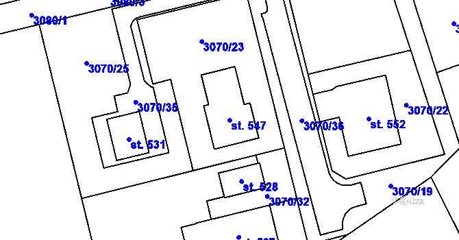 Parcela st. 547 v KÚ Dražovice, Katastrální mapa
