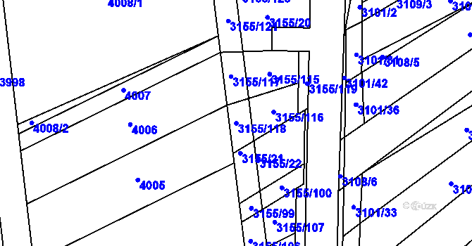 Parcela st. 3155/118 v KÚ Dražovice, Katastrální mapa