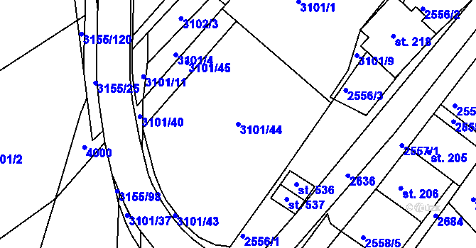 Parcela st. 3101/44 v KÚ Dražovice, Katastrální mapa
