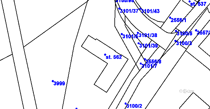 Parcela st. 562 v KÚ Dražovice, Katastrální mapa