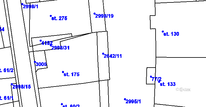 Parcela st. 2642/11 v KÚ Dražovice, Katastrální mapa