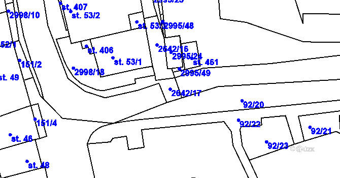 Parcela st. 2642/17 v KÚ Dražovice, Katastrální mapa