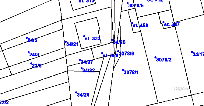 Parcela st. 568 v KÚ Dražovice, Katastrální mapa