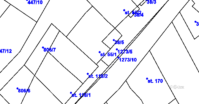 Parcela st. 55/1 v KÚ Dražůvky, Katastrální mapa