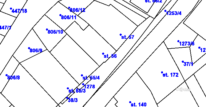 Parcela st. 56 v KÚ Dražůvky, Katastrální mapa