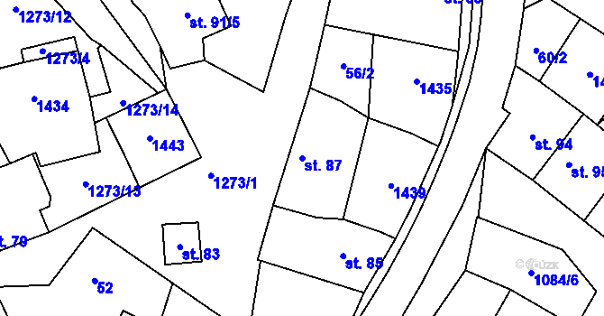 Parcela st. 87 v KÚ Dražůvky, Katastrální mapa