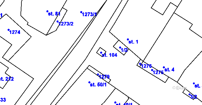 Parcela st. 104 v KÚ Dražůvky, Katastrální mapa