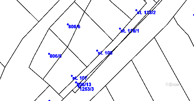Parcela st. 108 v KÚ Dražůvky, Katastrální mapa