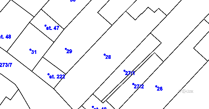 Parcela st. 28 v KÚ Dražůvky, Katastrální mapa