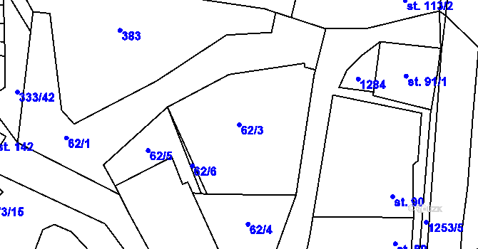 Parcela st. 62/3 v KÚ Dražůvky, Katastrální mapa