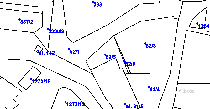 Parcela st. 62/5 v KÚ Dražůvky, Katastrální mapa