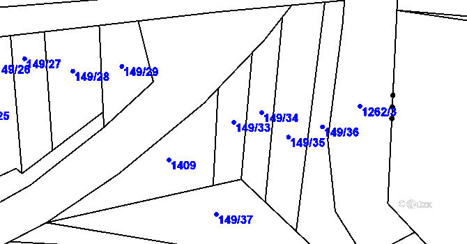 Parcela st. 149/33 v KÚ Dražůvky, Katastrální mapa