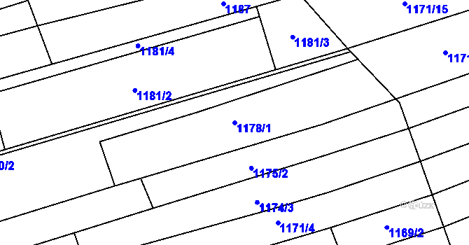 Parcela st. 1178/1 v KÚ Dražůvky, Katastrální mapa