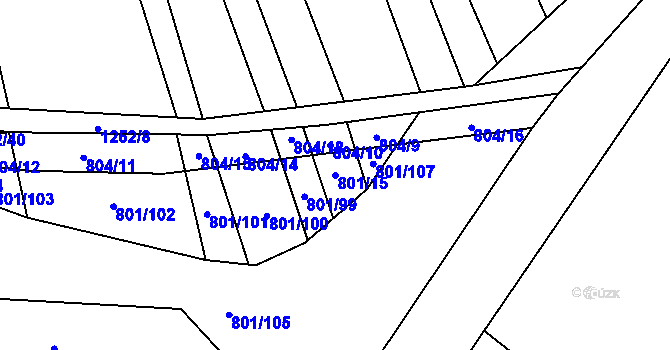 Parcela st. 801/15 v KÚ Dražůvky, Katastrální mapa