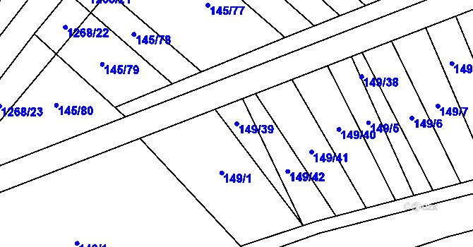 Parcela st. 149/39 v KÚ Dražůvky, Katastrální mapa