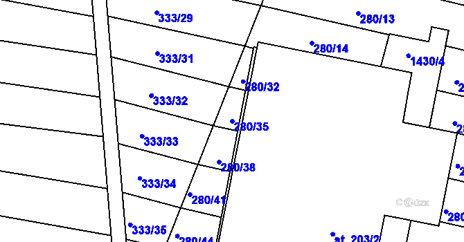 Parcela st. 280/35 v KÚ Dražůvky, Katastrální mapa