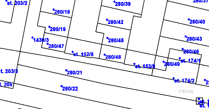 Parcela st. 280/48 v KÚ Dražůvky, Katastrální mapa
