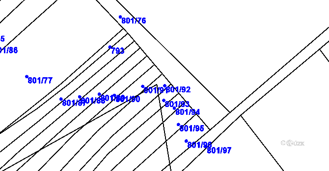 Parcela st. 801/92 v KÚ Dražůvky, Katastrální mapa