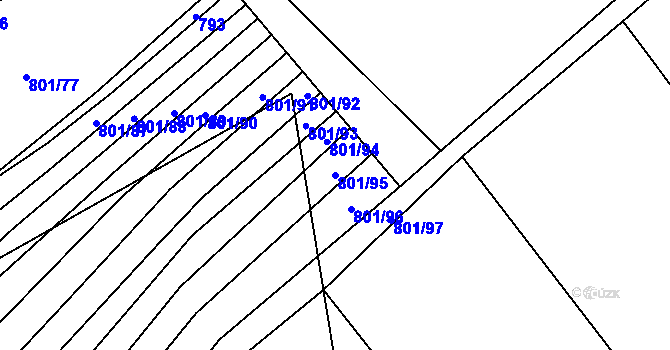 Parcela st. 801/95 v KÚ Dražůvky, Katastrální mapa