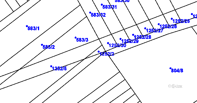Parcela st. 1252/2 v KÚ Dražůvky, Katastrální mapa