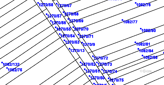 Parcela st. 1270/9 v KÚ Dražůvky, Katastrální mapa